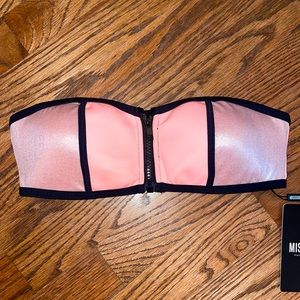 Missguided Zip Front Swim Top